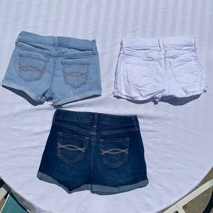 3 pairs of Jean shorts Abercrombie kids girls
